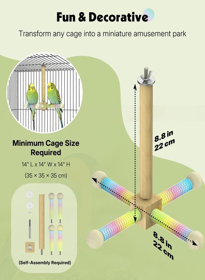 Pawfly 360° Rotating Bird Perch Toy, Interactive Spinning Bird Stand Parrot Perch, Natural Wooden Chew Toy for Small Birds, Cockatiel Toy, Parakeet Toy, Bird Toys for Parakeets, Bird Cage Accessories - Image 2